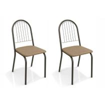 Kit 2 Cadeiras de Cozinha Noruega 2C077BRZ 2 Un Bronze/Linho Capuccino - Kappesberg