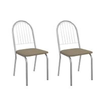 Kit 2 Cadeiras de Cozinha Noruega 2C077CR Aço 2 Un Cromado/Boucle Bege Fendi - Kappesberg Kit 2 Cadeiras de Cozinha Noruega 2C077CR Aço 2 Un Cromado/Boucle Bege Fendi - Kappesberg