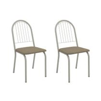 Kit 2 Cadeiras de Cozinha Noruega 2C077NK Aço 2 Un Niquel/Boucle Bege Fendi - Kappesberg Kit 2 Cadeiras de Cozinha Noruega 2C077NK Aço 2 Un Niquel/Boucle Bege Fendi - Kappesberg