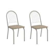 Kit 2 Cadeiras de Cozinha Noruega 2C077NK Aço 2 Un Niquel/Linho Bege Fendi - Kappesberg Kit 2 Cadeiras de Cozinha Noruega 2C077NK Aço 2 Un Niquel/Linho Bege Fendi - Kappesberg