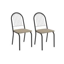 Kit 2 Cadeiras de Cozinha Noruega 2C077PRF Aço 2 Un Preto/Linho Bege Fendi - Kappesberg Kit 2 Cadeiras de Cozinha Noruega 2C077PRF Aço 2 Un Preto/Linho Bege Fendi - Kappesberg