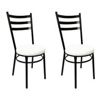 Kit 2 Cadeiras de Cozinha Redonda com Reforço Preta Assento Grosso Branco Kit 2 Cadeiras de Cozinha Redonda com Reforço Preta Assento Grosso Branco