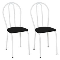 Kit 2 Cadeiras de Cozinha Texas Liso Preto Pés de Ferro Branco - Pallazio