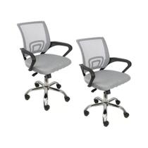 Kit 2 Cadeiras De Escritório Begonia Tela Mesh Ergonômico Cinza
