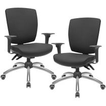 Kit 2 Cadeiras de Escritório Diretor Office Giratória Cromada Alta Flexi P03 PoliésterPreto-Lyam