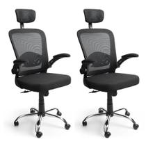Kit 2 Cadeiras de Escritório Ergonômica Giratória SyberFlex com Malha Mesh Respirável Kit 2 Cadeiras de Escritório Ergonômica Giratória SyberFlex com Malha Mesh Respirável