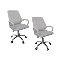 Kit 2 Cadeiras De Escritório Esteirinha Mesh Ergonômica Branco