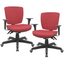 Kit 2 Cadeiras de Escritório Executiva Office Giratória Preto Baixa Flexi P03 Vinil Vermelho -Lyam Kit 2 Cadeiras de Escritório Executiva Office Giratória Preto Baixa Flexi P03 Vinil Vermelho -Lyam