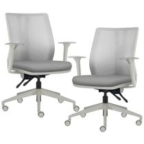 Kit 2 Cadeiras de Escritório Giratória Diretor Flow F02 Base Cinza Sintético Cinza - Lyam Decor Kit 2 Cadeiras de Escritório Giratória Diretor Flow F02 Base Cinza Sintético Cinza - Lyam Decor