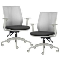 Kit 2 Cadeiras de Escritório Giratória Diretor Flow F02 Base Cinza Sintético Preto - Lyam Decor
