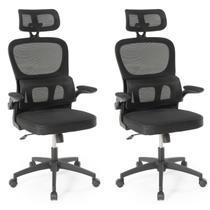 Kit 2 Cadeiras de Escritório Giratória Executiva Atenas com Regulagem de Altura - Preto