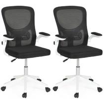 Kit 2 Cadeiras de Escritório Giratória Mônaco com Relax e Regulagem de Altura - Preto