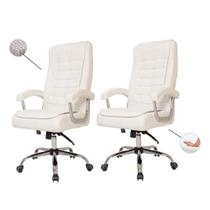 Kit 2 Cadeiras De Escritório Presidente Alta Big Confortável Molas Ensacadas Pillow Top Branca Kit 2 Cadeiras De Escritório Presidente Alta Big Confortável Molas Ensacadas Pillow Top Branca