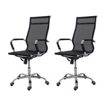 Kit 2 Cadeiras De Escritório Presidente Charles Eames Eiffel Preta Tela Mesh Kit 2 Cadeiras De Escritório Presidente Charles Eames Eiffel Preta Tela Mesh