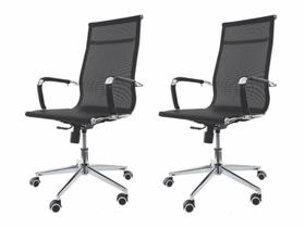 Kit 2 Cadeiras De Escritório Presidente Charles Eames Mesh Preta Kit 2 Cadeiras De Escritório Presidente Charles Eames Mesh Preta
