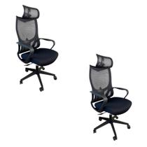 Kit 2 Cadeiras De Escritório Presidente Ergonômica Oficial Corporativa Verona Apoio Nuca