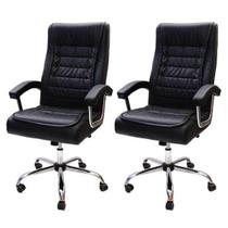 Kit 2 Cadeiras de Escritório Presidente Executiva Big com Molas Ensacadas Confortável Giratória