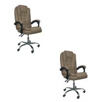 Kit 2 Cadeiras De Escritório Presidente Reclinável