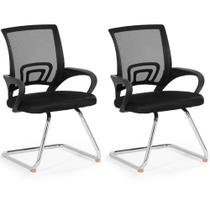 Kit 2 Cadeiras de Escritório Secretária Base Fixa - Preto Kit 2 Cadeiras de Escritório Secretária Base Fixa - Preto