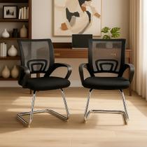 Kit 2 Cadeiras De Escritório Secretária Base Fixa Tela Mesh Kit 2 Cadeiras De Escritório Secretária Base Fixa Tela Mesh