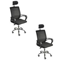 Kit 2 Cadeiras de Escritório Secretaria Diretor Roma Ergonômica com apoio de Nuca Kit 2 Cadeiras de Escritório Secretaria Diretor Roma Ergonômica com apoio de Nuca