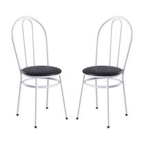 Kit 2 Cadeiras De Jantar Aço Com Assento Estofado Multimóveis CR50270 Branco-preto Kit 2 Cadeiras De Jantar Aço Com Assento Estofado Multimóveis CR50270 Branco-preto