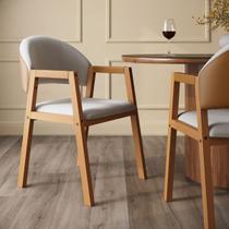 KIT 2 CADEIRAS DE JANTAR ALLEGRA MADEIRA ASSENTO LINHO E material sintético