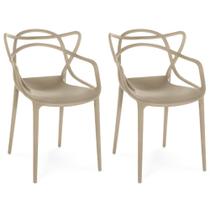 Kit 2 Cadeiras de Jantar Allegra Prática Empilhável - Nude Kit 2 Cadeiras de Jantar Allegra Prática Empilhável - Nude