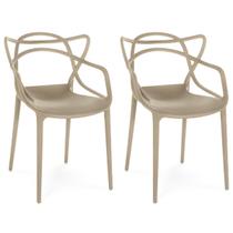 Kit 2 Cadeiras de Jantar Allegra Prática Empilhável - Nude