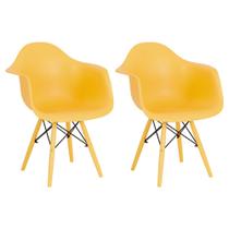 Kit 2 Cadeiras de Jantar Braço Eames Eiffel Amarela Color