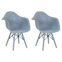 Kit 2 Cadeiras de Jantar Braço Eames Eiffel Azul Claro Color