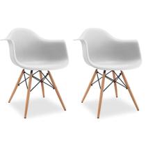 Kit 2 Cadeiras De Jantar Charles Eames Wood Daw Braço Branca