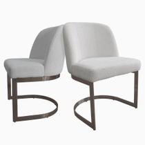 Kit 2 Cadeiras De Jantar Cléo Base Titânio Linho Bouclé Off White - Nexta Casa Kit 2 Cadeiras De Jantar Cléo Base Titânio Linho Bouclé Off White - Nexta Casa