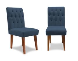 Kit 2 Cadeiras De Jantar Decorativa Gabi Suede Azul Marinho