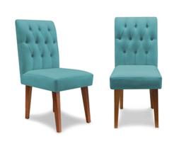 Kit 2 Cadeiras De Jantar Decorativa Gabi Suede Azul Turquesa
