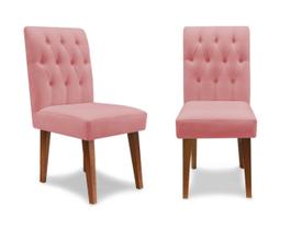 Kit 2 Cadeiras De Jantar Decorativa Gabi Suede Rosa