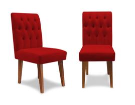 Kit 2 Cadeiras De Jantar Decorativa Gabi Suede Vermelho