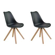 Kit 2 Cadeiras De Jantar Design Saarinen Wood Base Madeira Lívia R02 Preto - Mpozenato