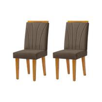 Kit 2 Cadeiras de Jantar Desmontável Pés em Madeira Maciça Isabel 45cm X 100cm Suede Marrom