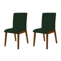 Kit 2 Cadeiras de Jantar Diamante Estofadas em Veludo Verde Base Madeira Maciça Imbuia