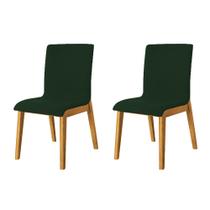 Kit 2 Cadeiras de Jantar Diamante Estofadas em Veludo Verde Base Madeira Maciça Mel