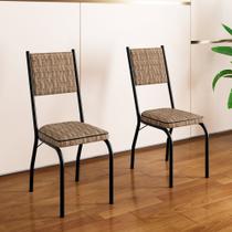 Kit 2 Cadeiras de Jantar em Aço Tubular 258 SF Preto/Assento Rattan - Combo Stock Kit 2 Cadeiras de Jantar em Aço Tubular 258 SF Preto/Assento Rattan - Combo Stock