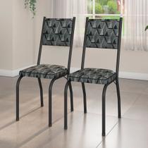 Kit 2 Cadeiras de Jantar em Aço Tubular 258 SF Preto/Mosaico Silver - Combo Stock Kit 2 Cadeiras de Jantar em Aço Tubular 258 SF Preto/Mosaico Silver - Combo Stock