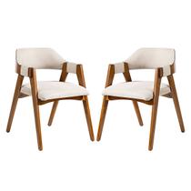 Kit 2 Cadeiras de Jantar em Madeira Lua Estofada Linho Bege L60 RMI Kit 2 Cadeiras de Jantar em Madeira Lua Estofada Linho Bege L60 RMI
