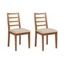 Kit 2 Cadeiras de Jantar em Madeira Maciça Aline Estofado Linho Bege - Mel Kit 2 Cadeiras de Jantar em Madeira Maciça Aline Estofado Linho Bege - Mel