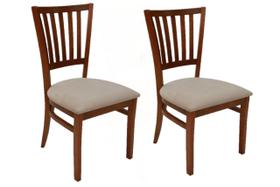 Kit 2 Cadeiras de Jantar em Madeira Maciça Estofada Bege