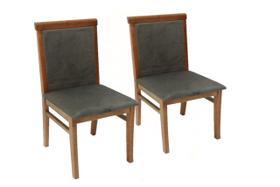 Kit 2 Cadeiras de Jantar em Madeira Maciça Estofada Elys