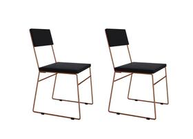 Kit 2 Cadeiras de Jantar Estofada Base Cobre Veludo Preto