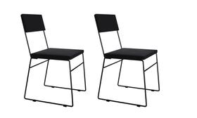 Kit 2 Cadeiras de Jantar Estofada Base Preto Veludo Preto