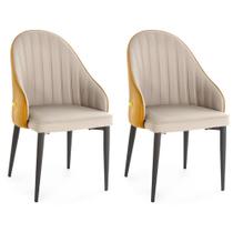 Kit 2 Cadeiras de Jantar Estofada Design La Martina - Bege
